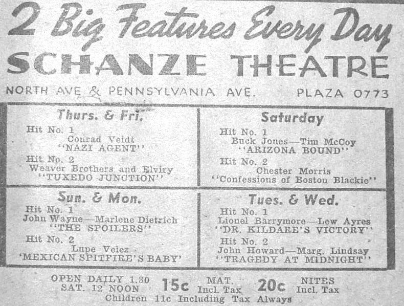 Schanze Theatre ad Baltimore