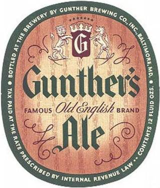 Gunthers beer label Baltimore Ale